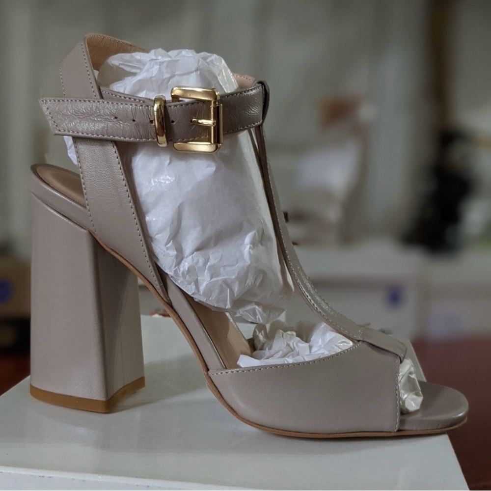 Le Chateau Beige Block Heel Sandals